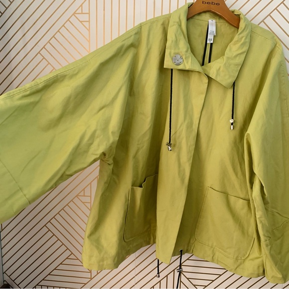 Marla Wynne Drama 100% Cotton Twill Canvas Lime Green Jacket peacoat Size 2X - Picture 4 of 9